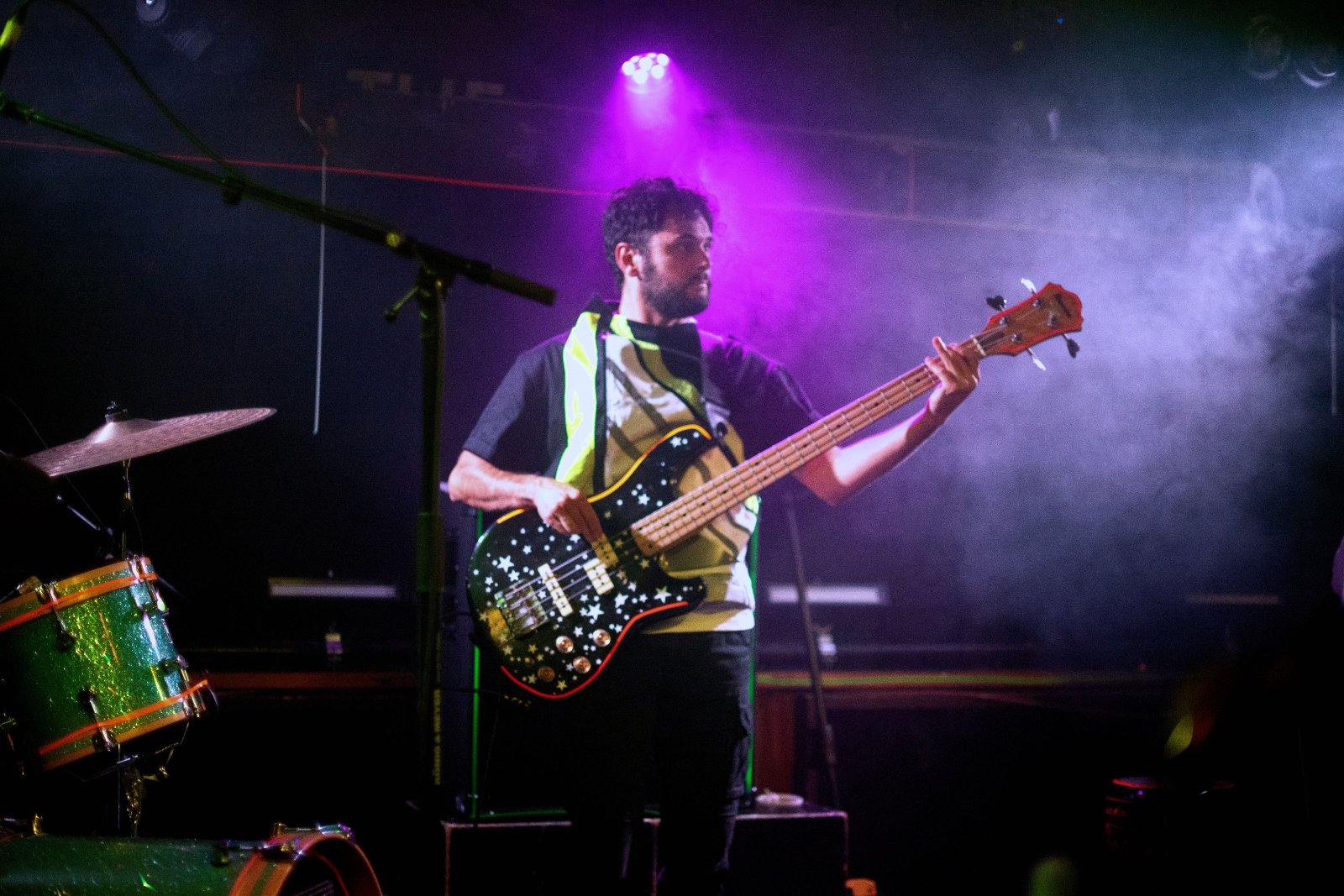 Bassist on stage, live