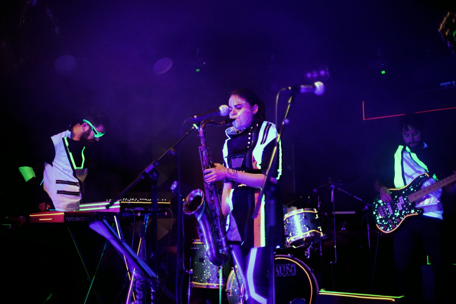 Out Of Nations performing, stage right view