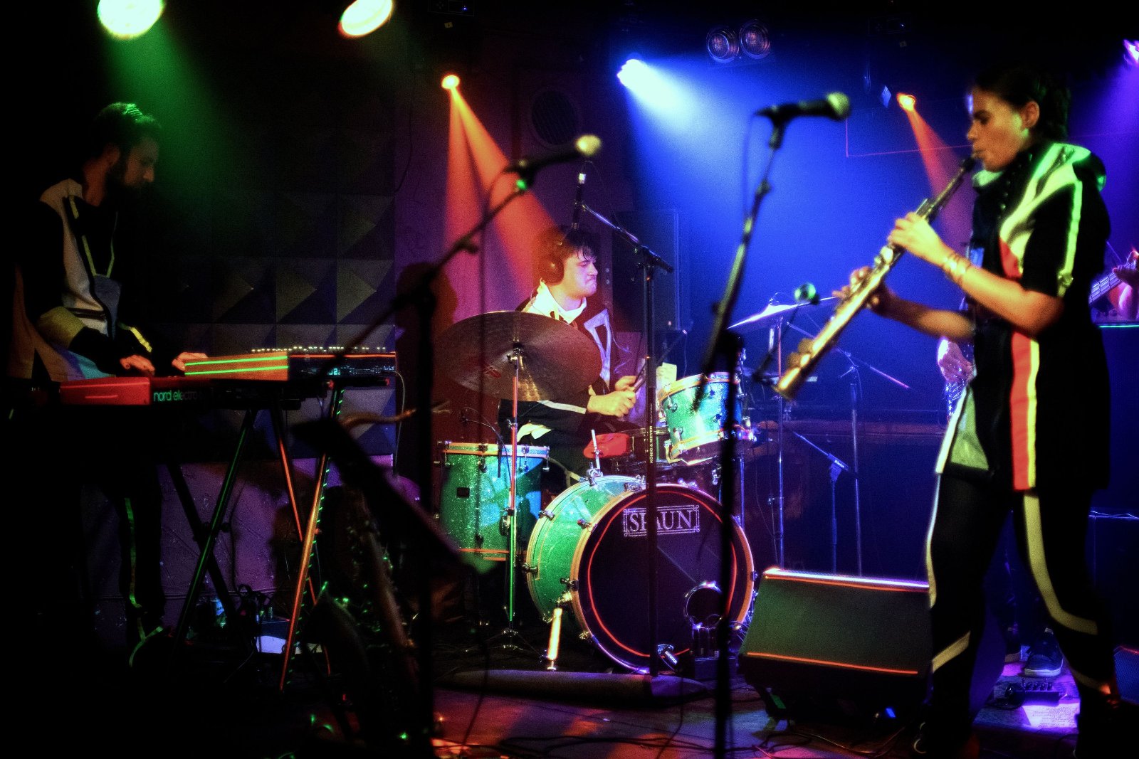 Out Of Nations performing, stage right view